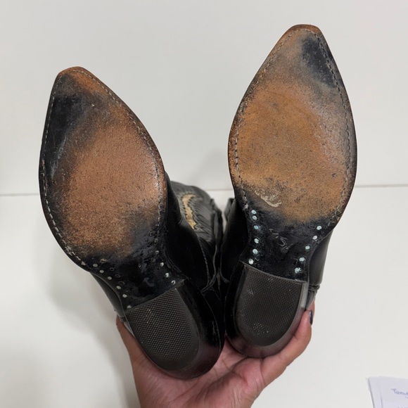 Tony Lama Vintage Black Leather Snake Cowboy Boots - Picture 11 of 17